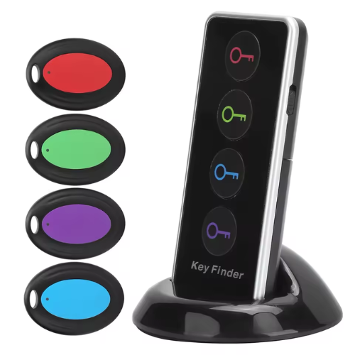 🔍 Localisateur d’Objets Sans Fil avec Alarme Sonore – Key Finder 4 Récepteurs Colorés