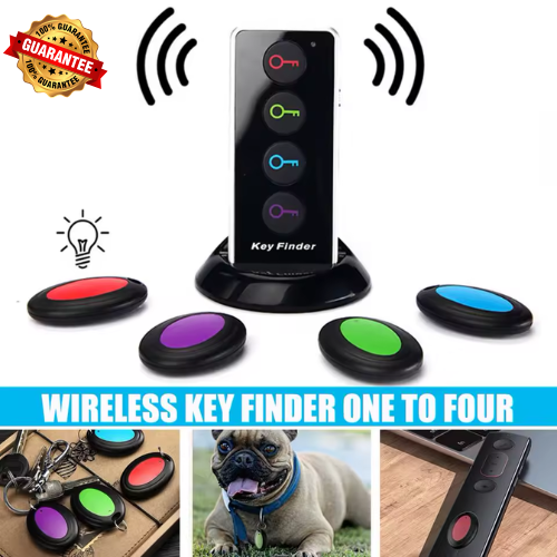 🔍 Localisateur d’Objets Sans Fil avec Alarme Sonore – Key Finder 4 Récepteurs Colorés
