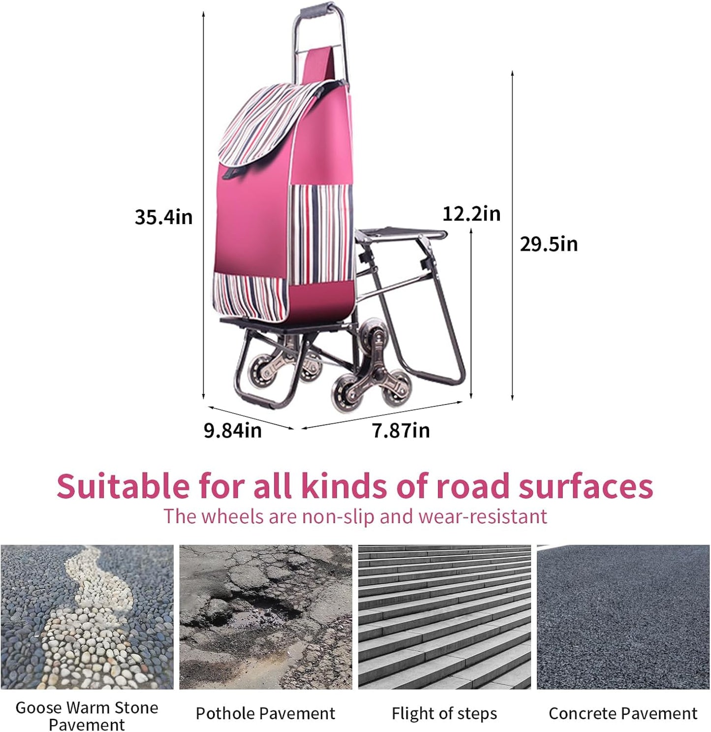 Chariot Pliable Multifonction avec Siège ✨ 🛒  Structure robuste en métal ✅