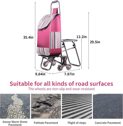 Chariot Pliable Multifonction avec Siège ✨ 🛒  Structure robuste en métal ✅