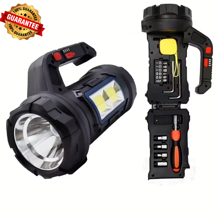 🔦 Lampe Multifonction Rechargeable 3-en-1 avec Kit d’Outils