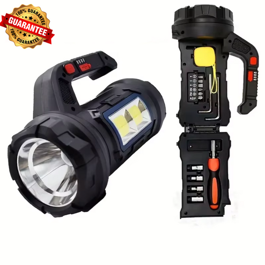 🔦 Lampe Multifonction Rechargeable 3-en-1 avec Kit d’Outils