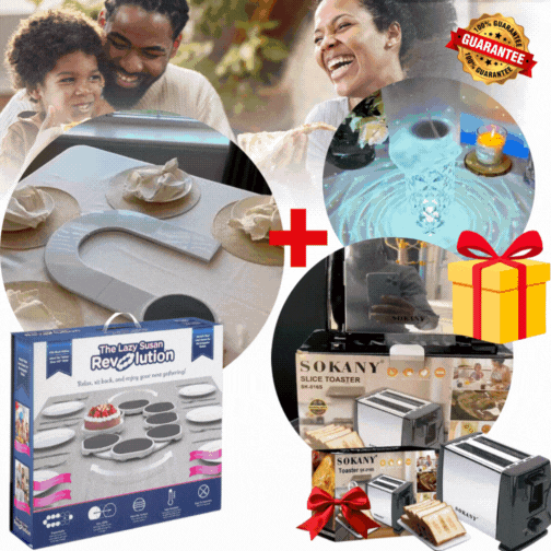 Plateau Tournant Multifonction 🍽️ + Grille-pain 🎁 + Lampe Cristal Offerte 🎁